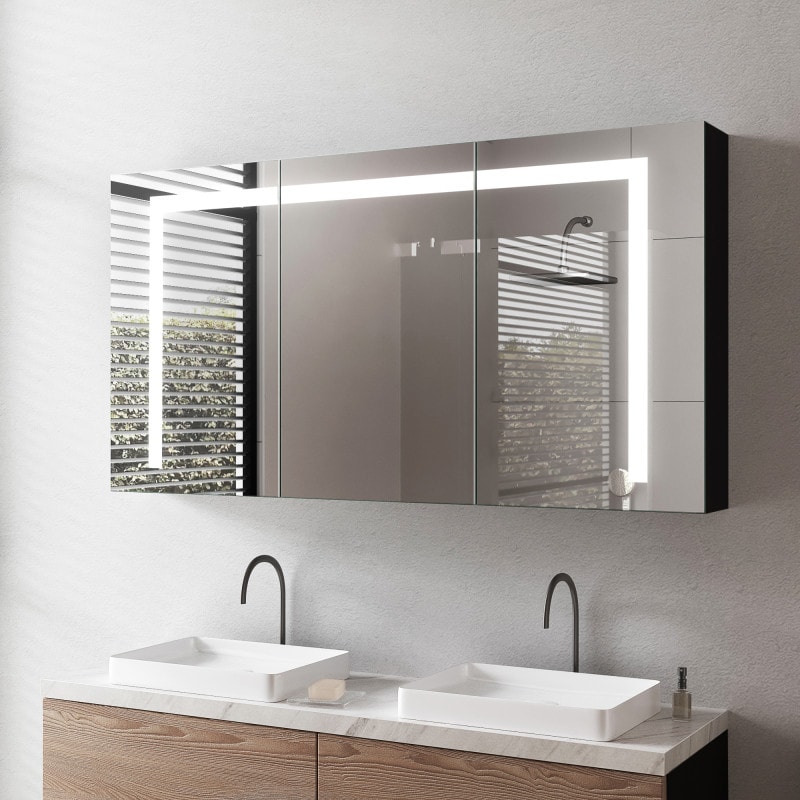 LED Spiegelkast van aluminium - Zwart LED Spiegelkast van aluminium - Zwart