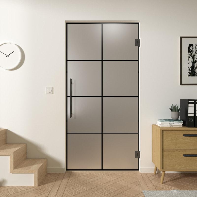 Pedeldeur glas industrieële look zwart FRAME 2 satijn