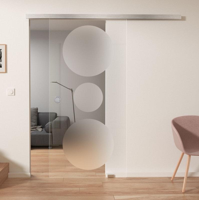 Glazen schuifdeur met decor satijn DOT 6/IS Glazen schuifdeur met decor satijn DOT 6/IS