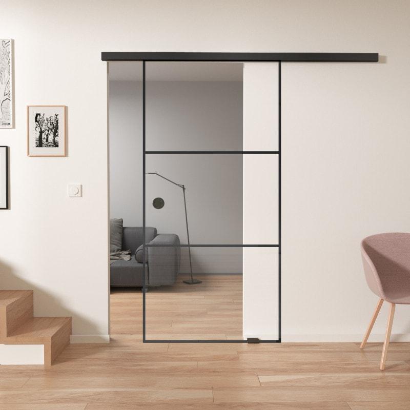 Glazen schuifdeur industriële look zwart FRAME 1/IS Glazen schuifdeur industriële look zwart FRAME 1/IS
