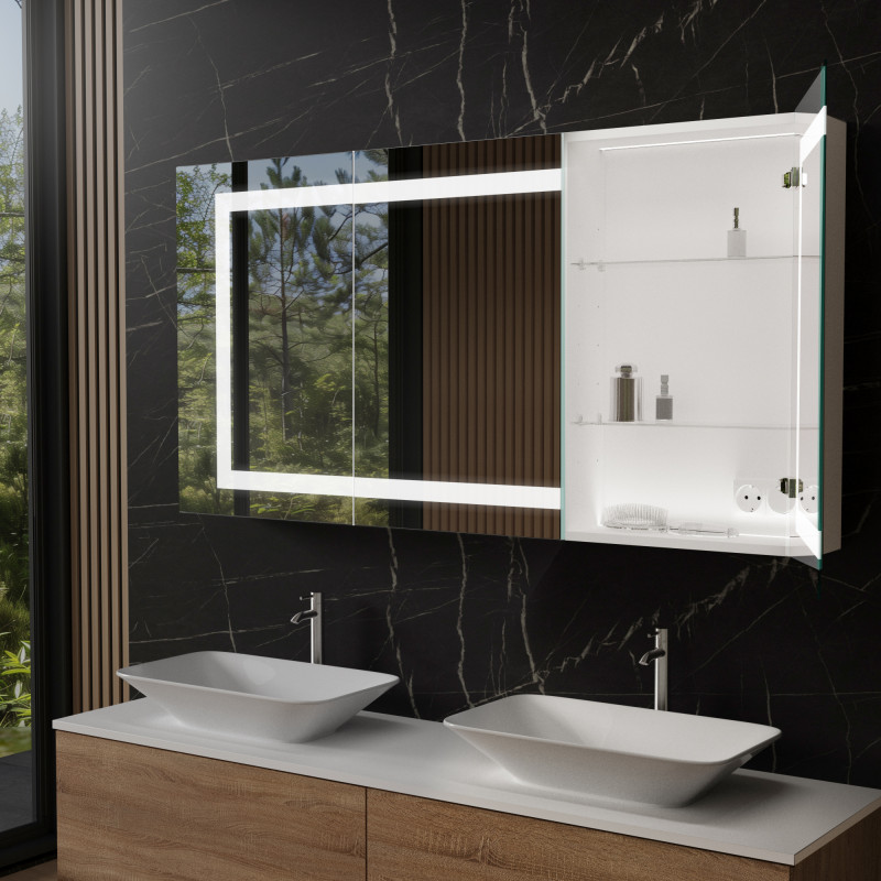 Aluminium badkamermeubel met spiegel en LED - Havel