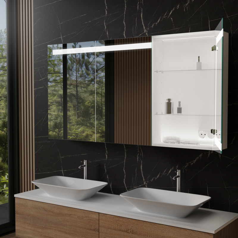 Verlichte badkamerspiegelkast in aluminium - lip