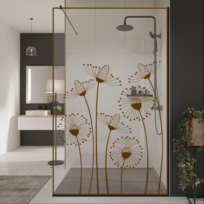 Glazen scheidingswand douche met kleurendruk FRAME DANDELION