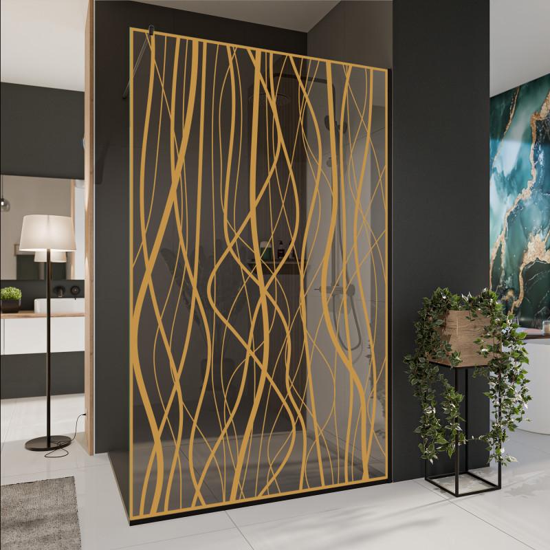 Glaswand douche met kleurendruk FRAME FLORA 1