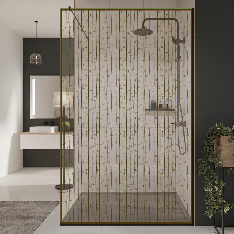 Glazen scheidingswand douche met kleurendruk FRAME BAMBOO 3