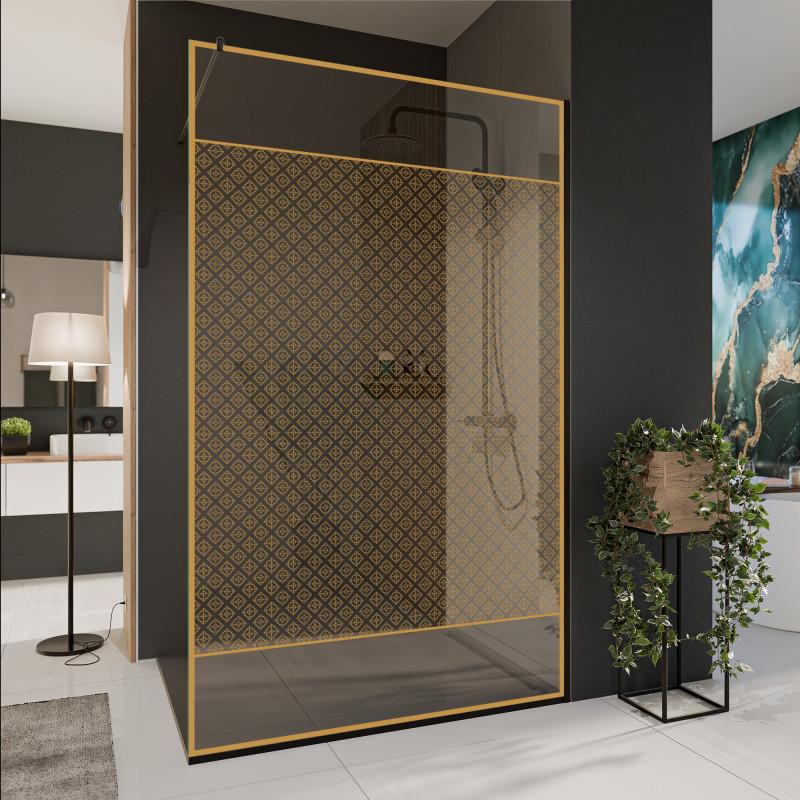 Glazen scheidingswand douche met kleurendruk FRAME SQUARES 2