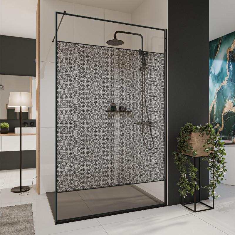 Glazen scheidingswand douche met kleurendruk FRAME BLOSSOM 2