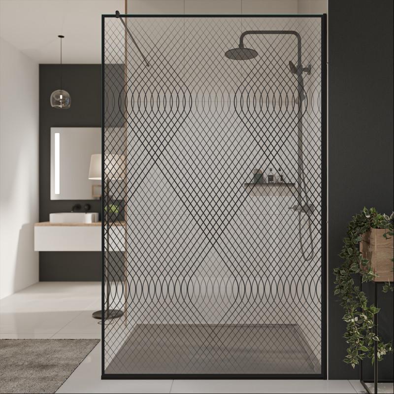 Glazen scheidingswand douche met kleurendruk FRAME ACACIA