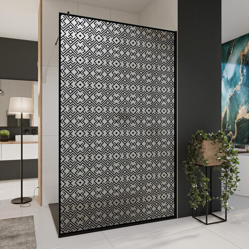Glazen scheidingswand douche Satinato met zwarte opdruk FRAME MEMPHIS 2