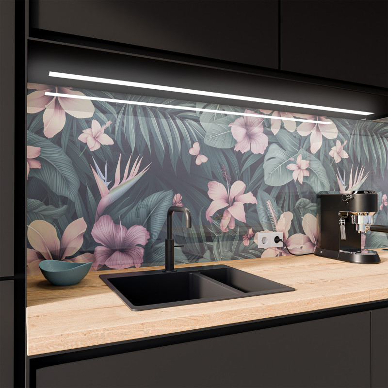 Keuken spatwand ESG glas 6mm met keramische kleurenprint BLUMEN 4
