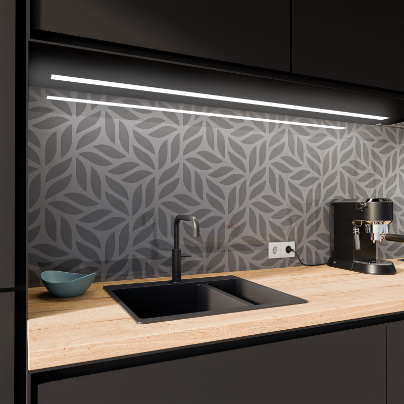 Keuken spatwand ESG glas 6mm met keramische kleurenprint LEAVES 2