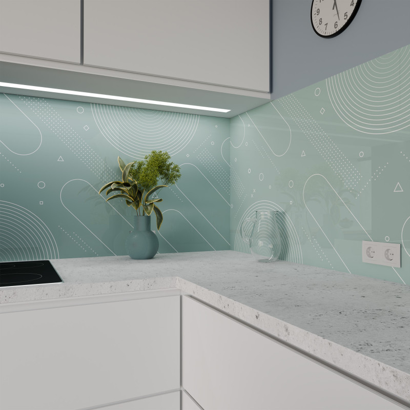 Keuken spatwand ESG glas 6mm met keramische kleurenprint MEMPHIS 3