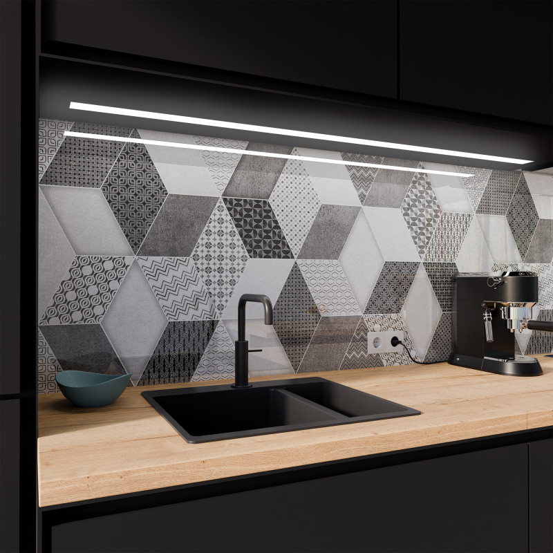 Keuken spatwand ESG glas 6mm met keramische kleurenprint GEOMETRISCH Tegel 1