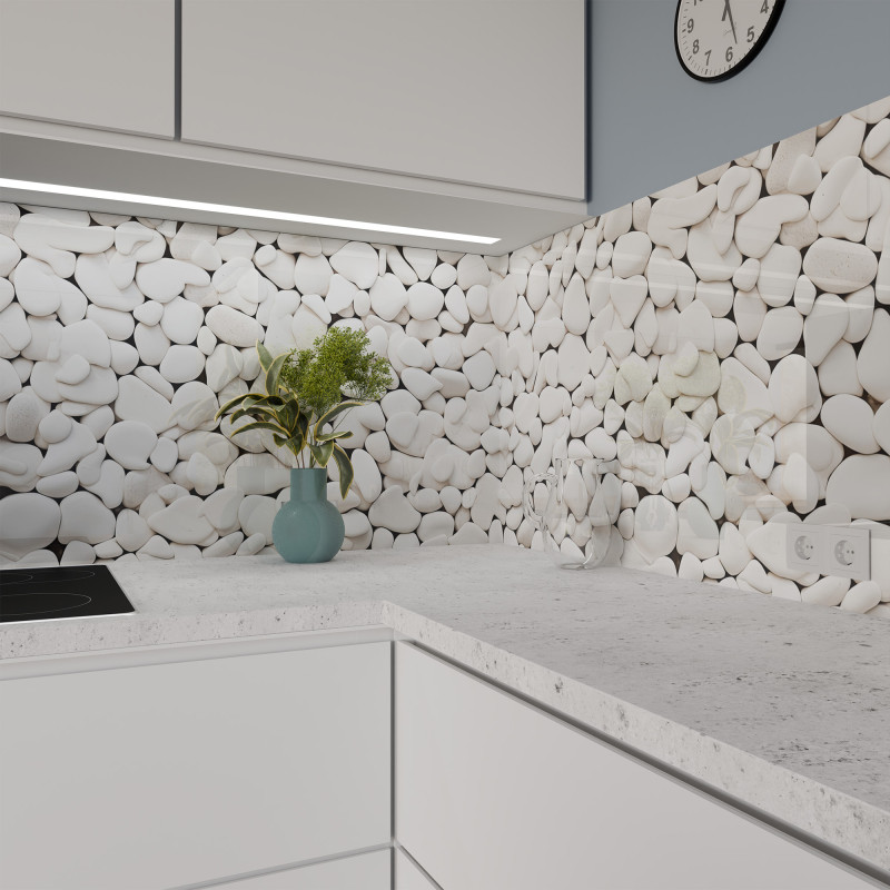 Keuken spatwand ESG glas 6mm met keramische kleurenprint BRUCHSTEIN