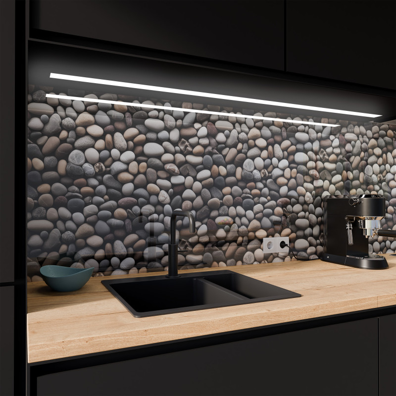 Keuken spatwand ESG glas 6mm met keramische kleurenprint KIESELSTEINE 2 Keuken spatwand ESG glas 6mm met keramische kleurenprint KIESELSTEINE 2