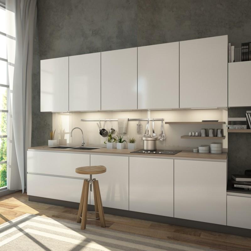 Glazen keuken spatwand - creme wit / wit - REF 1013, 6mm Glazen keuken spatwand - creme wit / wit - REF 1013, 6mm