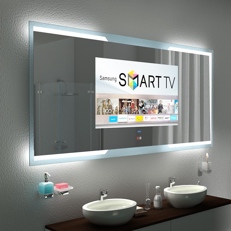 (Badkamer) spiegel met TV en glazen omkadering - TAMPA (Badkamer) spiegel met TV en glazen omkadering - TAMPA