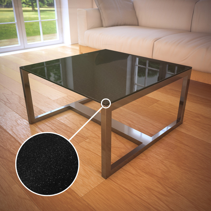 Glasplaat tafel zwart met glitter - REF 0337, 6 mm Glasplaat tafel zwart met glitter - REF 0337, 6 mm