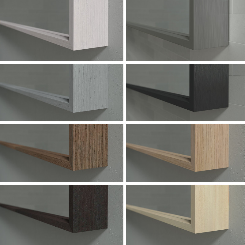 Spiegel met aluminium lijst, in hout- of metaallook naar keuze Spiegel met aluminium lijst, in hout- of metaallook naar keuze