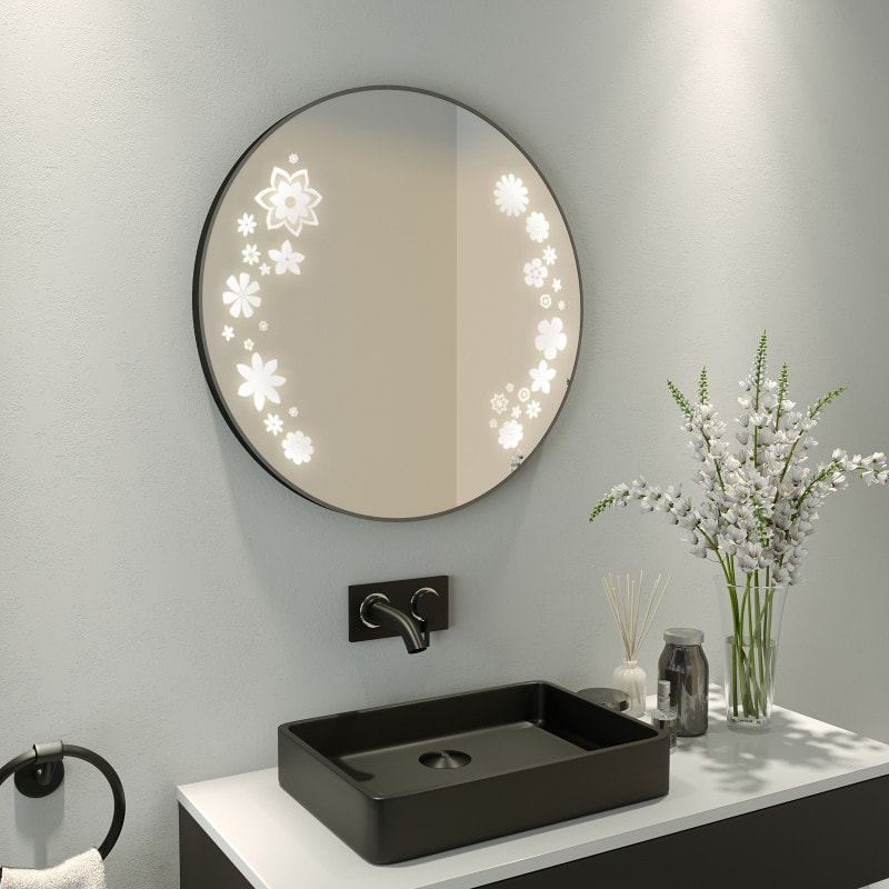 Ronde spiegel met verlichting en lijst JULIET 2 Ronde spiegel met verlichting en lijst JULIET 2