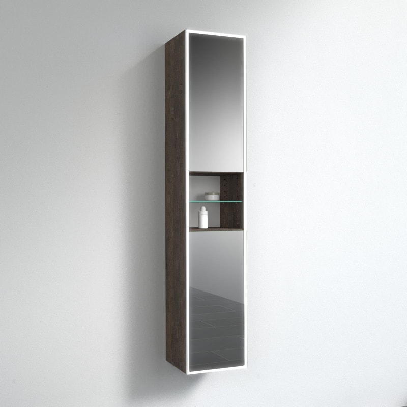 Hoge kast badkamer met spiegel en licht BHS009L4 Hoge kast badkamer met spiegel en licht BHS009L4