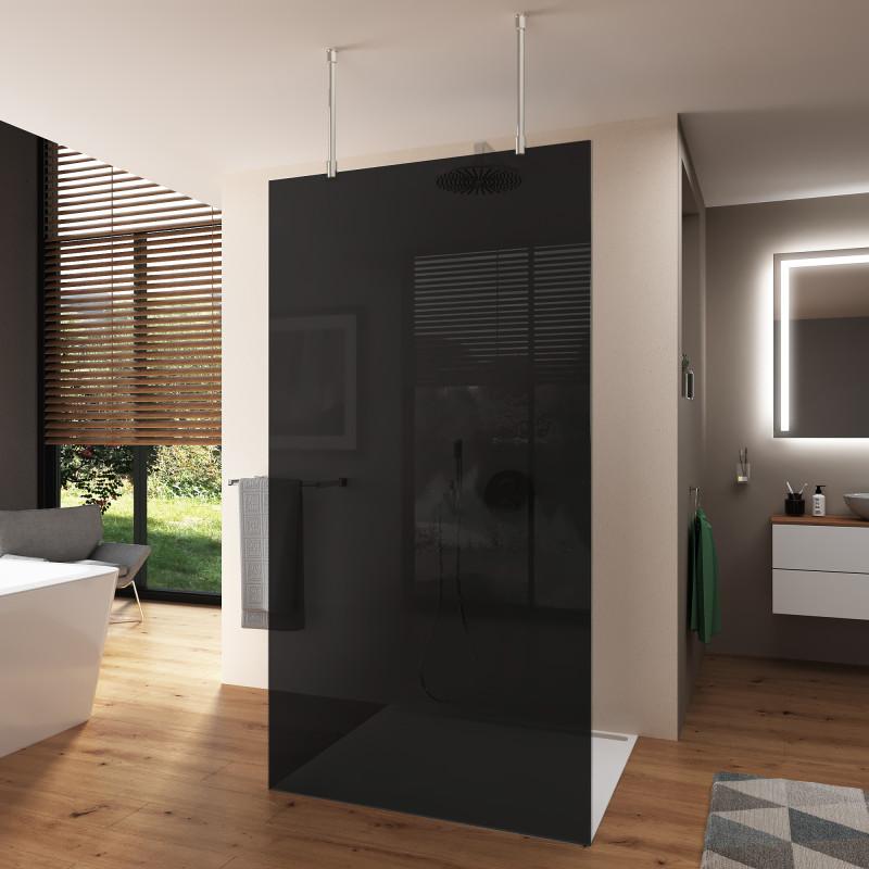 Douchewand brons getint glas, 8 mm gehard veiligheidsglas, vrijstaand