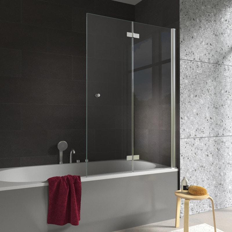 Badwand met klapdeur glas op maat - Perla (rechts)