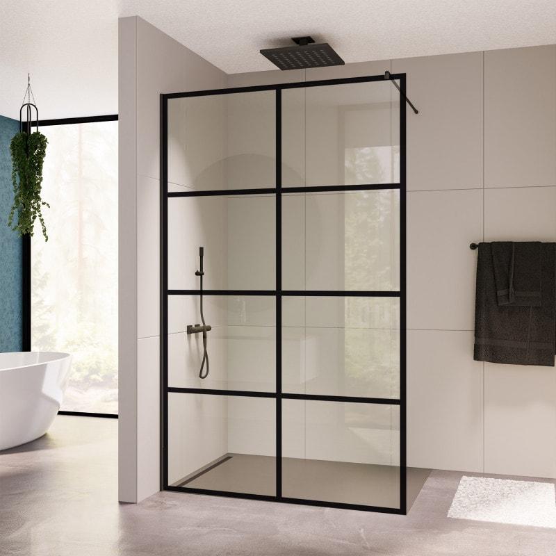 Walk-in douche glas Industrieële look zwart FRAME 2T Walk-in douche glas Industrieële look zwart FRAME 2T