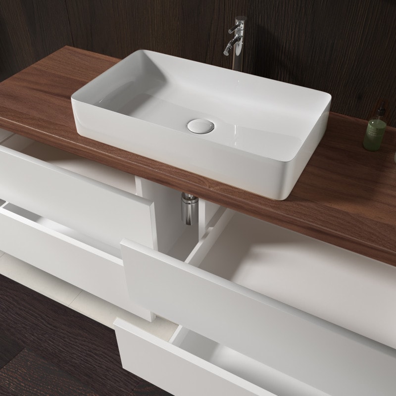 Badkamermeubel met massief notenhouten blad - Amrum 12PNB