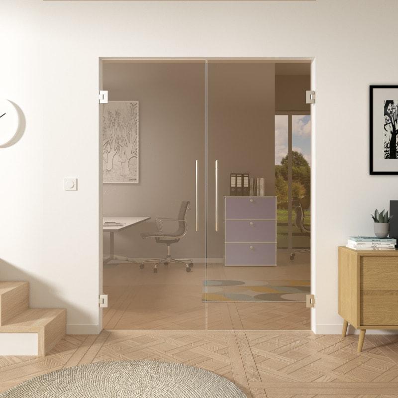Dubbele glazen pendeldeur van 8mm gehard brons getint hardglas Dubbele glazen pendeldeur van 8mm gehard brons getint hardglas