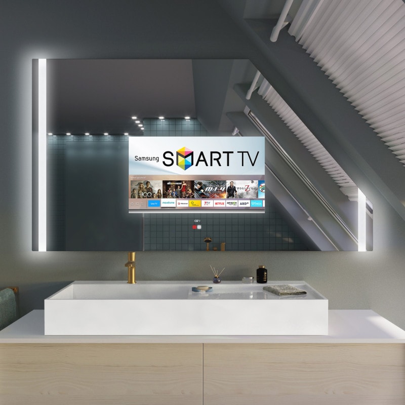 Badkamerspiegel met TV voor schuine plafonds - HANNAH DS