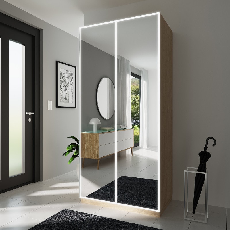 Garderobekast met spiegel met LED GS004L4 Garderobekast met spiegel met LED GS004L4