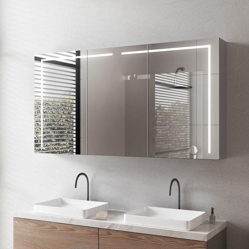 Aluminium badkamermeubel met spiegel en LED - Ahr Aluminium badkamermeubel met spiegel en LED - Ahr