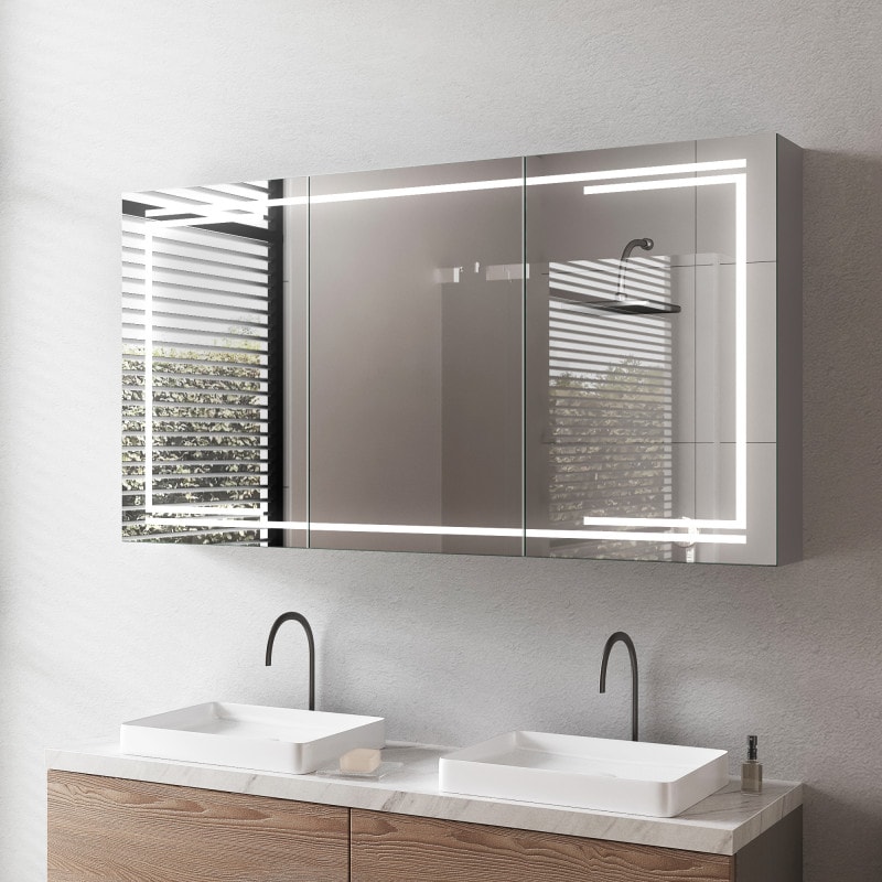 LED-spiegelkast in aluminium - Kooktoestel LED-spiegelkast in aluminium - Kooktoestel