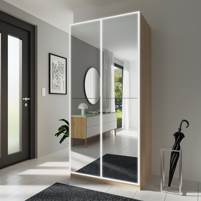 Garderobekast met spiegel en LED GS022L4 Garderobekast met spiegel en LED GS022L4