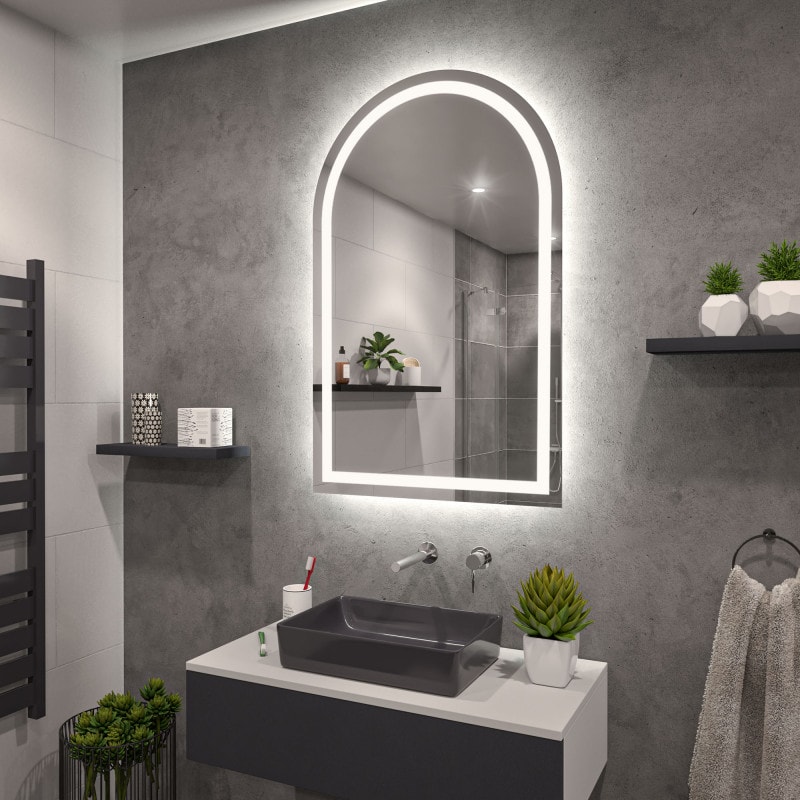 Verlichte badkamerspiegel met ronde boog F637L4B