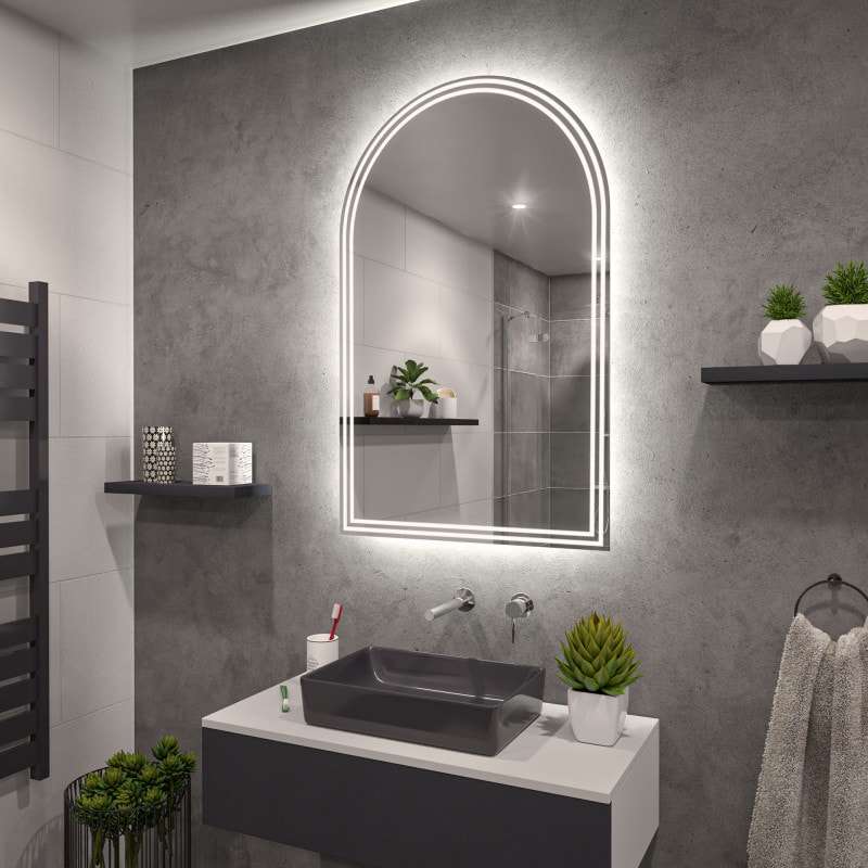 Badkamerspiegel verlicht met ronde boog F640L4B