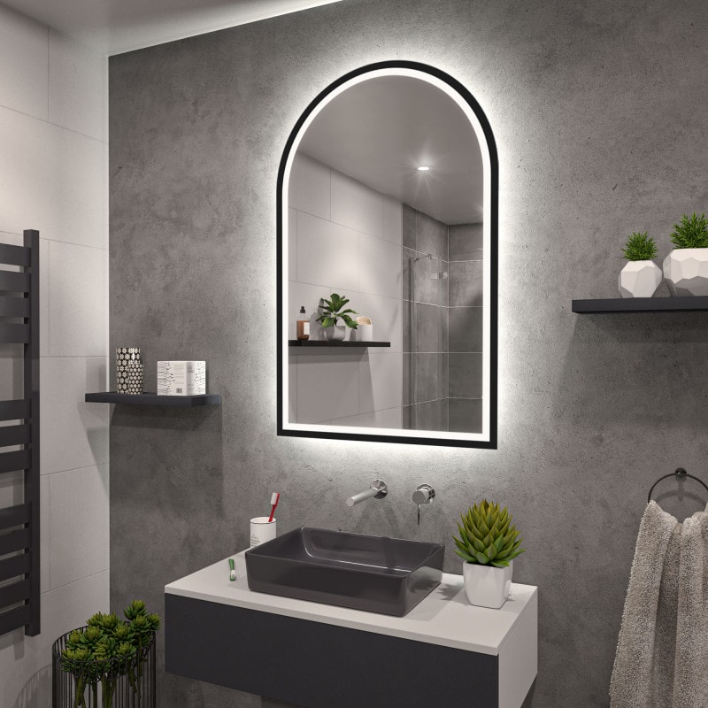 Spiegel verlicht met boog zwarte lijst deel lak F650L4BTL