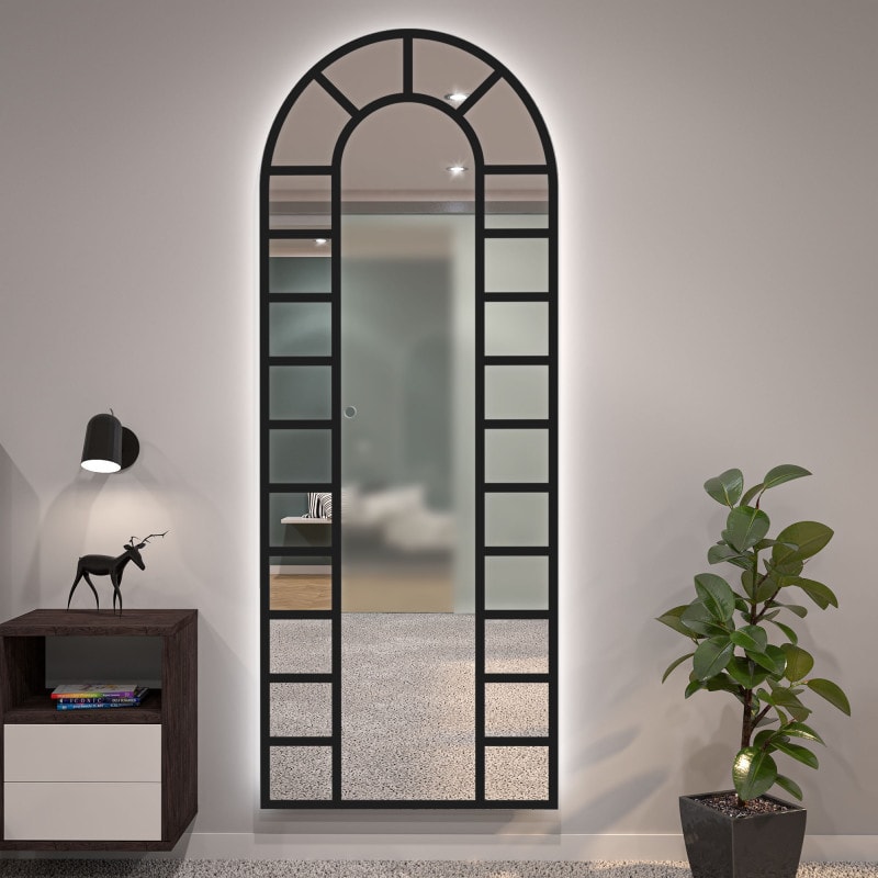 Spiegel verlicht met boogvenster zwart gelakt F652L4BTL