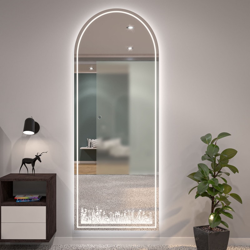 Spiegel met LED Motief Bloem Weide 1