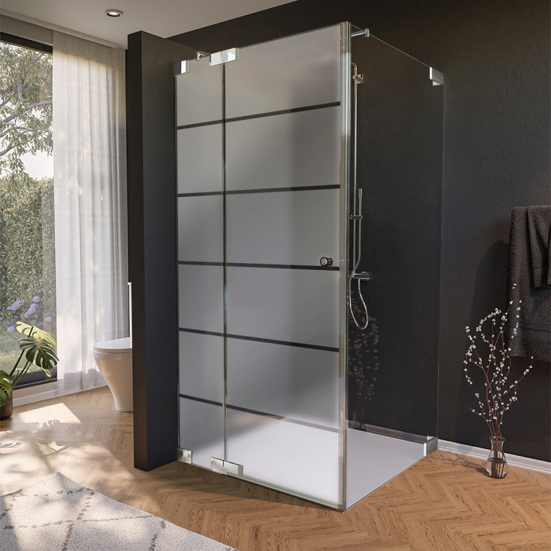 Glas douchecabine met decor, deur aan de zijkant AREA 6/210