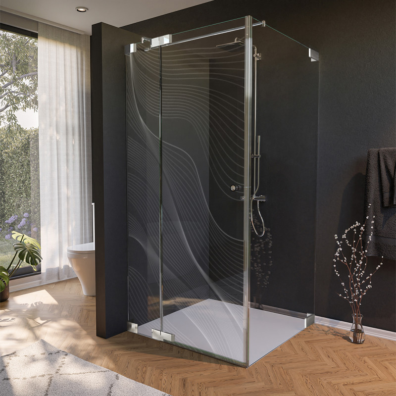 Glas douchecabine deur aan de zijkant met decor ARRAY 3/210