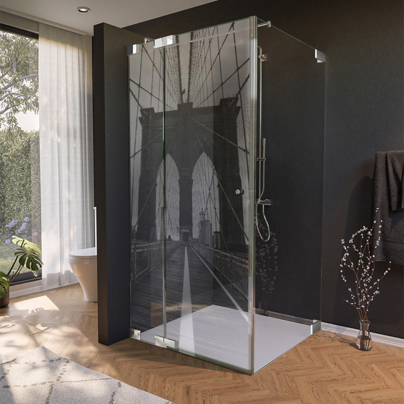 Glas douchecabine deur aan de zijkant met motief BROOKLYN BRIDGE 210