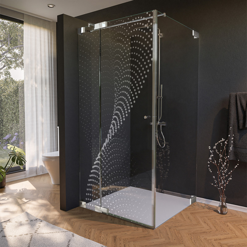 Glas douchecabine deur met zijdecor DOT 8/210