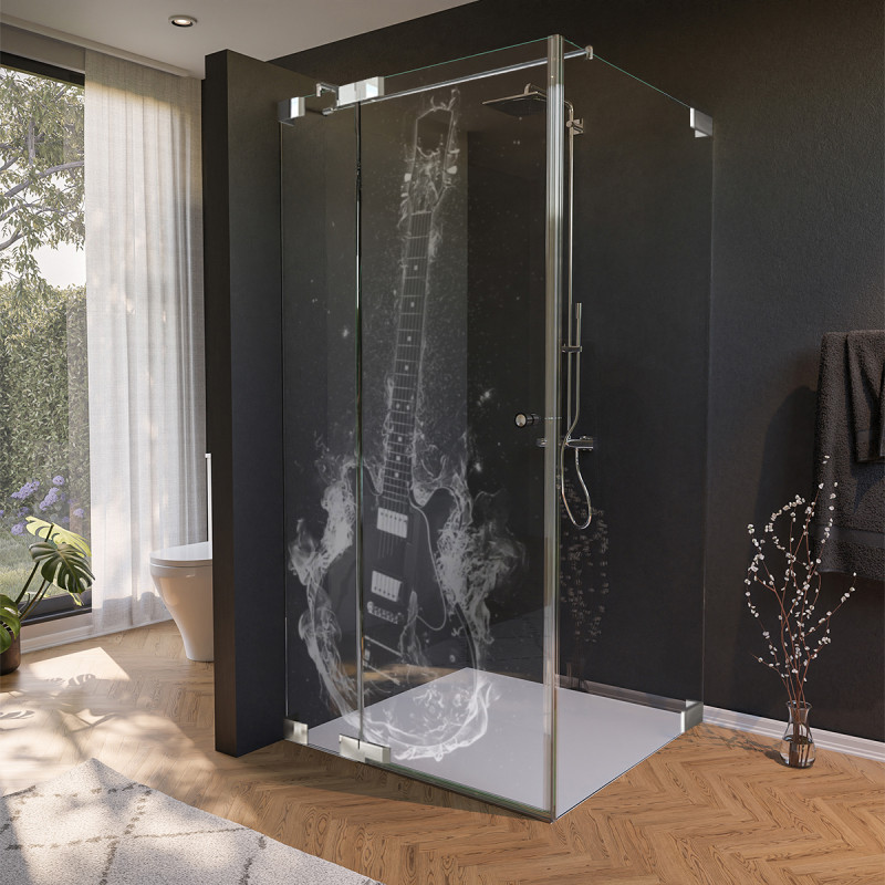 Glas douchecabine deur zijpaneel met motief GITAAR 210