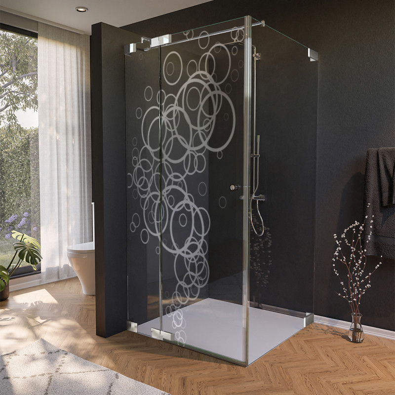 Glas douchecabine deur met decor CERCO 1/210 aan de zijkant