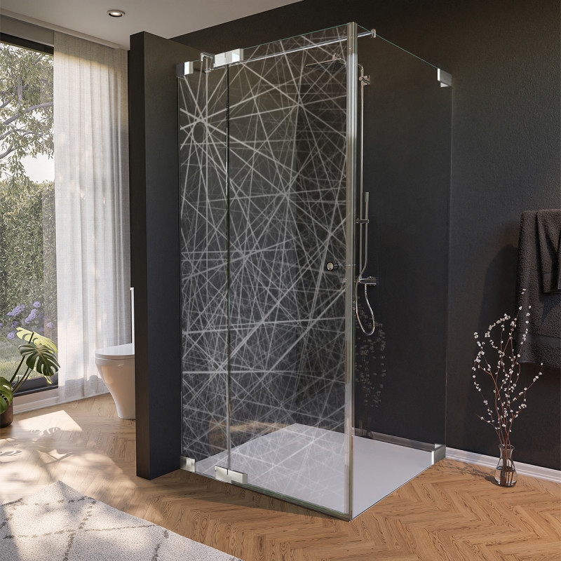 Glasdouchecabine deur aan de zijkant met decor DESIGN 2/210