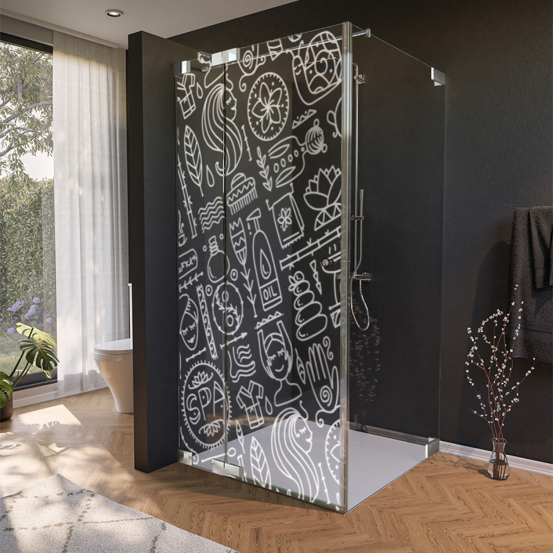 Glas douchecabine deur zijdelings met motief SPA 1/210