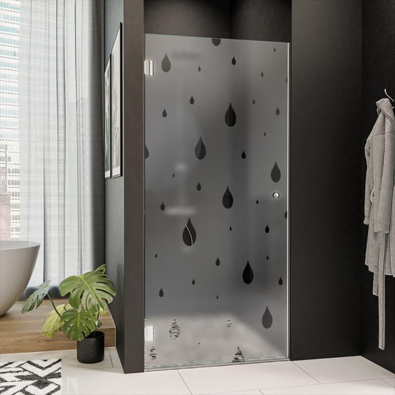 Douche glasdeur met decor DRUPPELS 1/101