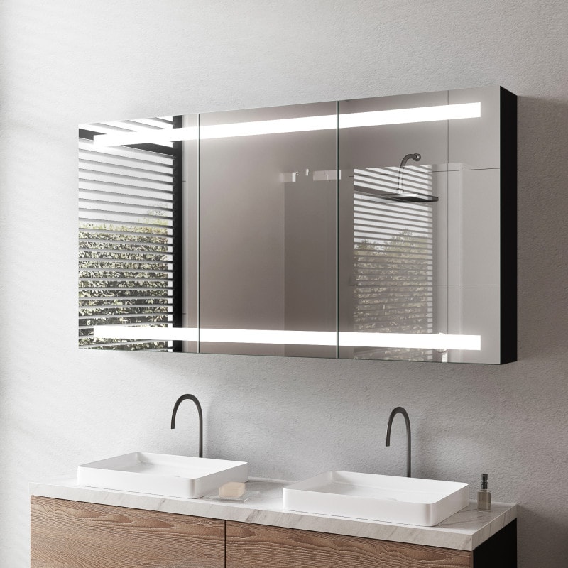 LED Spiegelkast van aluminium - Donau/Zwart LED Spiegelkast van aluminium - Donau/Zwart